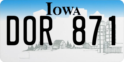 IA license plate DOR871