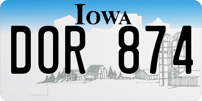 IA license plate DOR874