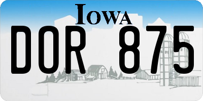 IA license plate DOR875