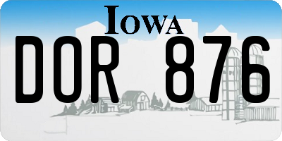 IA license plate DOR876