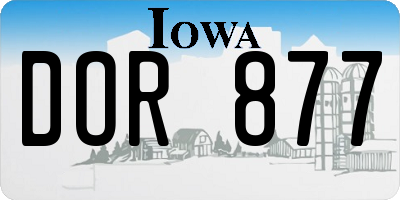 IA license plate DOR877