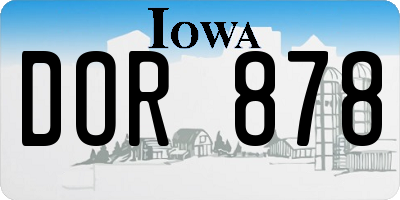 IA license plate DOR878