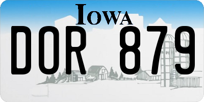 IA license plate DOR879