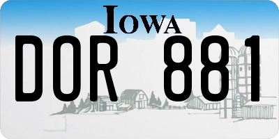IA license plate DOR881