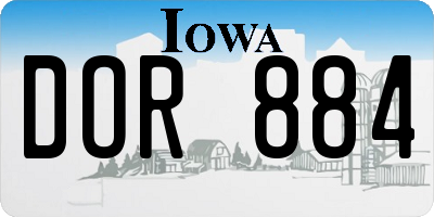 IA license plate DOR884