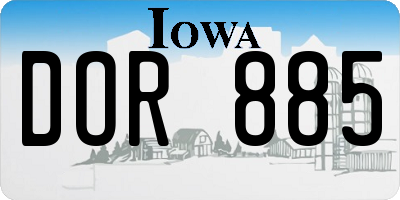 IA license plate DOR885