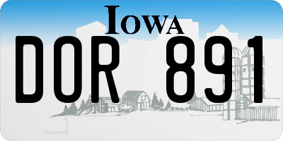 IA license plate DOR891