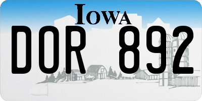 IA license plate DOR892