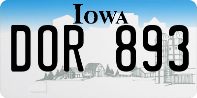 IA license plate DOR893