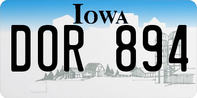 IA license plate DOR894