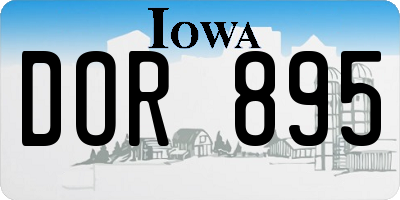 IA license plate DOR895