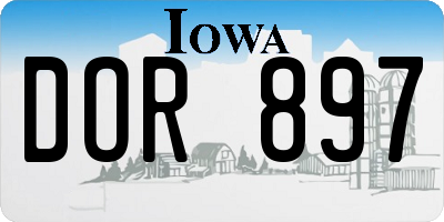IA license plate DOR897