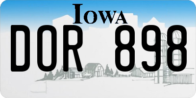 IA license plate DOR898