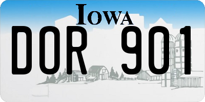 IA license plate DOR901