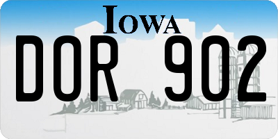 IA license plate DOR902
