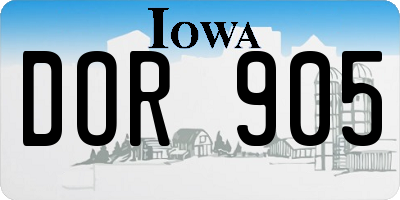 IA license plate DOR905
