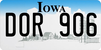 IA license plate DOR906