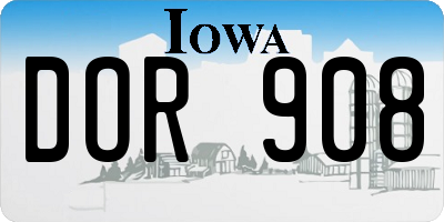 IA license plate DOR908