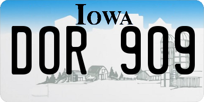 IA license plate DOR909
