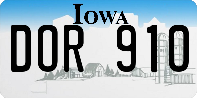 IA license plate DOR910