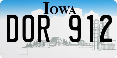 IA license plate DOR912