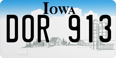 IA license plate DOR913