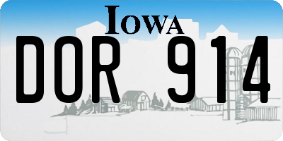IA license plate DOR914
