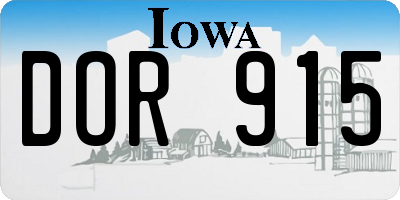 IA license plate DOR915