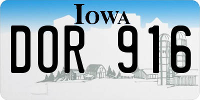 IA license plate DOR916