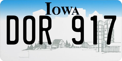 IA license plate DOR917