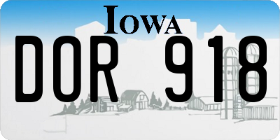 IA license plate DOR918