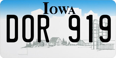 IA license plate DOR919