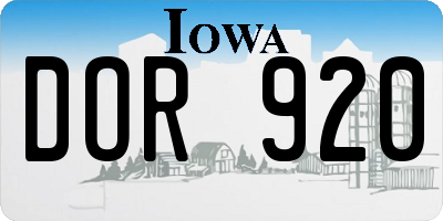 IA license plate DOR920