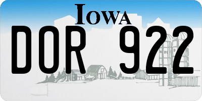 IA license plate DOR922