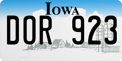 IA license plate DOR923