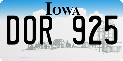 IA license plate DOR925