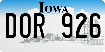 IA license plate DOR926