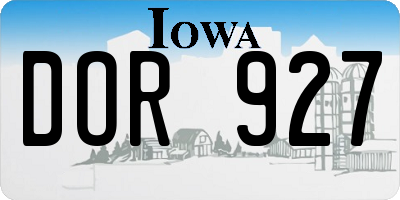 IA license plate DOR927