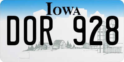 IA license plate DOR928