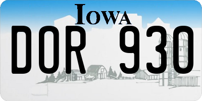 IA license plate DOR930