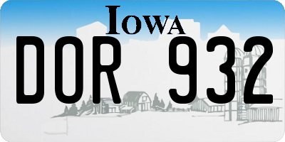 IA license plate DOR932