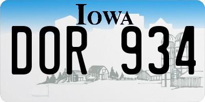 IA license plate DOR934