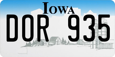 IA license plate DOR935