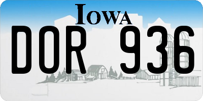 IA license plate DOR936