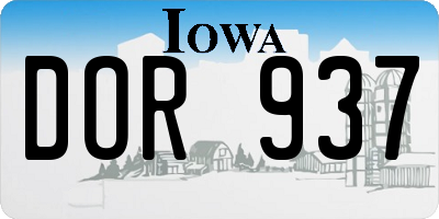 IA license plate DOR937