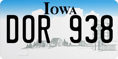 IA license plate DOR938