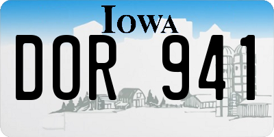 IA license plate DOR941