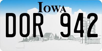 IA license plate DOR942