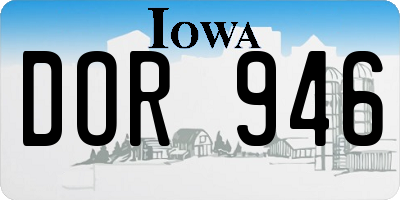 IA license plate DOR946