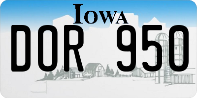 IA license plate DOR950